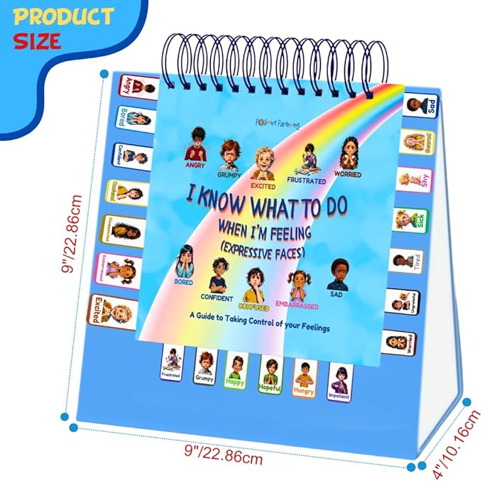 Thought-Spot I Know What to Do Expressive Faces feelings flip book for kids - Emotion Chart for Kids Reinforces Positive Behavior Serves as Emotions Wheel or Feelings Chart (Expressive Faces Flipbook)