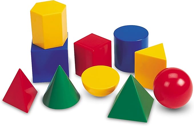 Learning Resources Large Geometric Shapes - 10 Pieces, Ages 5+ Learning Shapes, Geometric Solids, Kids Math Toys, Geometry for Kids