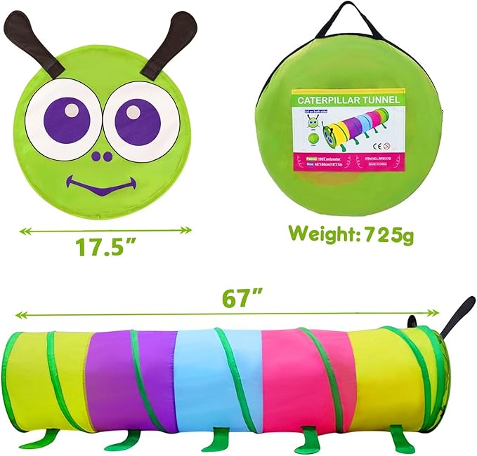 PigPigPen Kids Tunnel for Toddlers,Pop Up Play Tunnel Tent for Babies or Dogs, Indoor & Outdoor Toys for Kids Backyard Playset. (Colorful Modeling Play Tent)