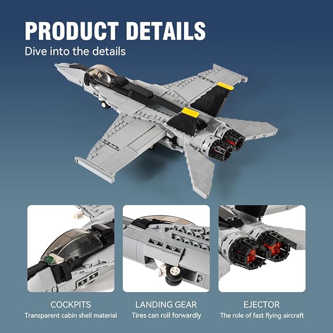 DAHONPA F-18 Bumblebee Fighter Military Army Airplane Building Bricks Set, 700+ Pieces Air-Force Build Blocks Toy, Gift for Kid and Adult.