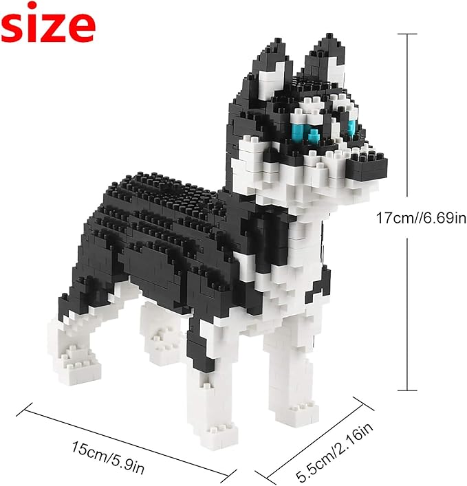 Larcele Micro Husky Dog Building Blocks Super Mini Pet Building Toy Bricks, 950 Pieces KLJM-02 (Husky)