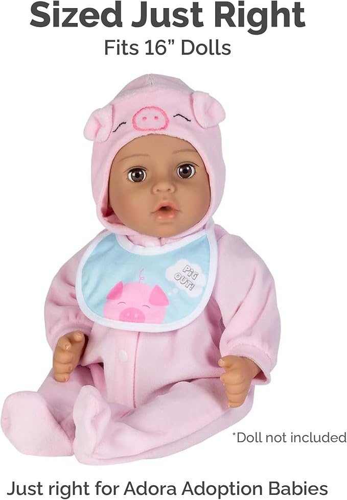 Adora Boy Baby Doll Clothes 16 Inch Accessories Includes Pig-Themed Shirt Striped Pants Matching Cap Fits Dolls 16 Inches for Toddlers Ages 3+ Adoption Pig Out Outfit