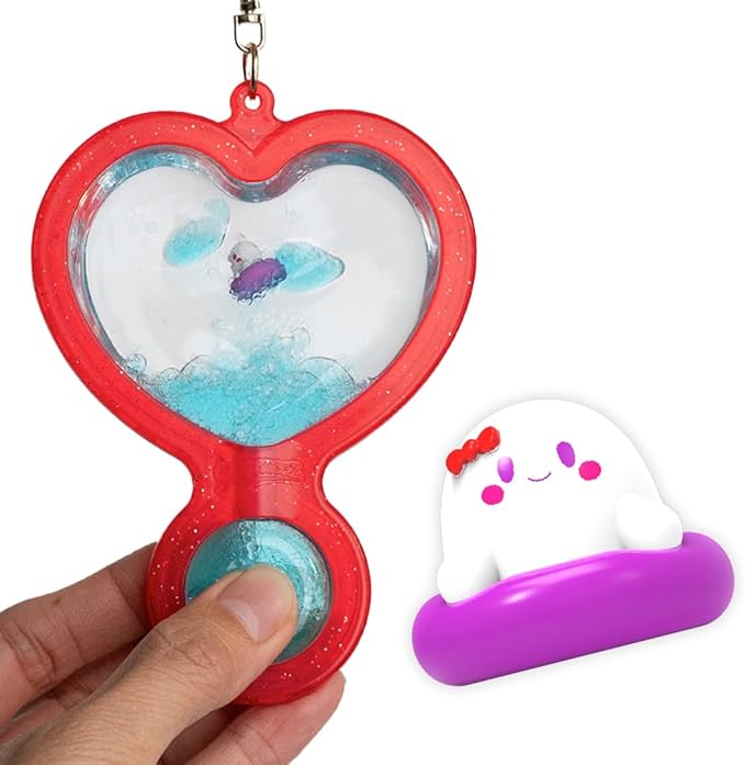 Goonameez, Hand-Held Sensory Toy with Floating Characters, Mesmerizing Water Mix Fidget Toy – Collect All 6 Unique Shapes for Squishy Fun, Perfect Travel Toy! (Booboo)