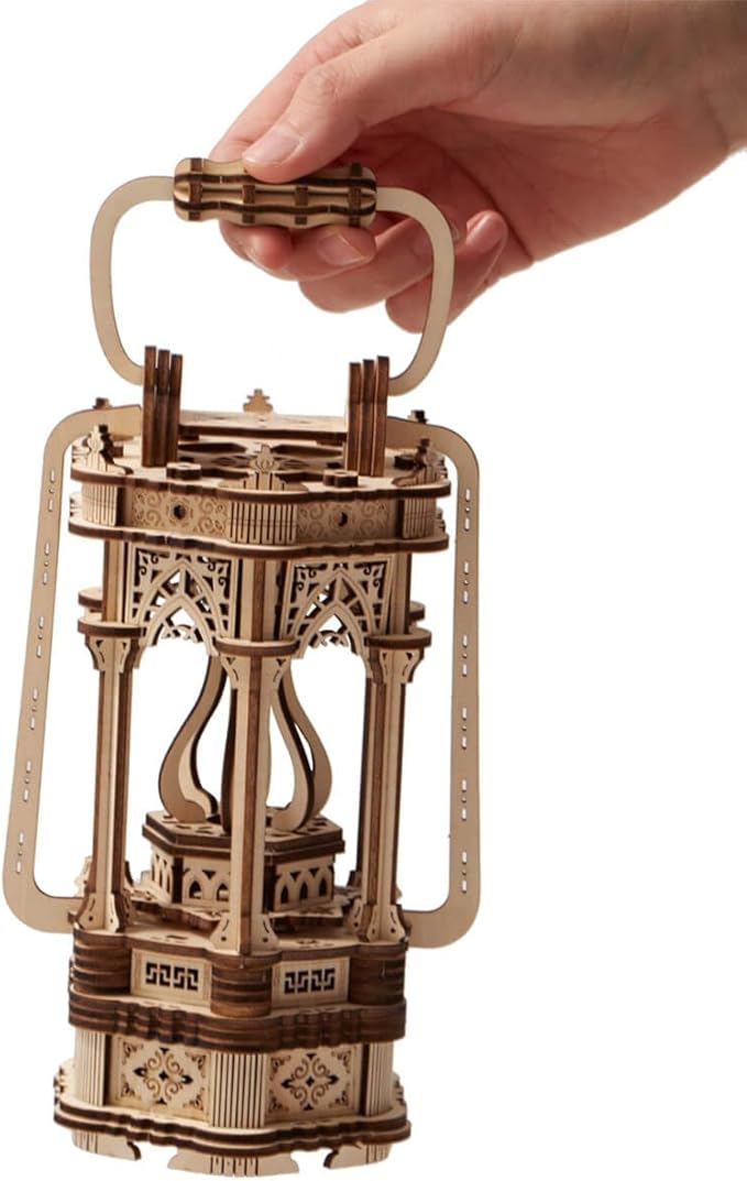 3D Wooden Puzzles for Adults 145pcs LED Light Vintage Lantern DIY Wooden Assembly Kit for Teens Home Decor