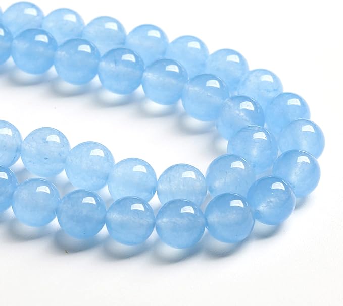 10MM 38PCS Blue Aquamarine Chalcedony Spacer Loose Beads for Jewelry Making DIY Bracelet Necklace