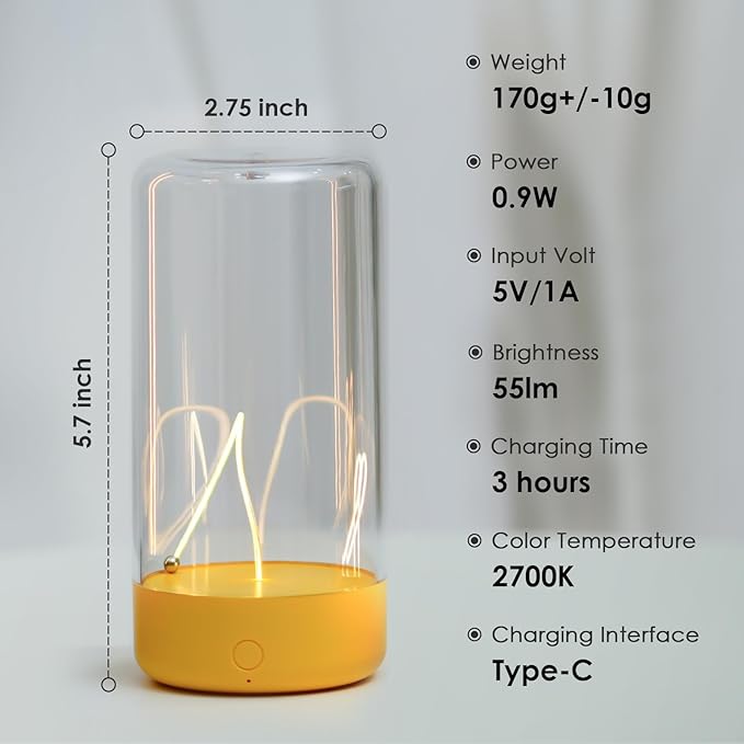 AUGE LIGHT Mini Minimalist Table Lamp Cordless LED Desk Lamp Rechargeable Modern Night Lights Portable Nightstand Lamps Unique Ambient Light Mood Lighting for Bedroom, Beside, Nursery