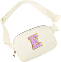 Gitus Gifts for 8 9 10 11 12 Year Old Girls Belt Bag Fanny Pack Crossbody Bags with Initial Letter Patch Cute Stuff Birthday Gifts for Teen Girls Women Personalized Trend Stuff (Ivory-E)