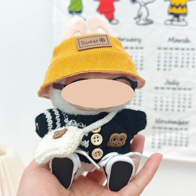 Clothes Set Compatible with 17cm Doll, Hat and Overalls Set for 15cm Doll Accessories Suit, Cute Clothe for Dress up Unique Style (MY3)