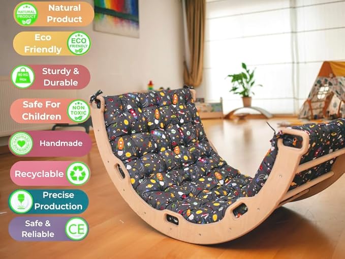 Climbing Arch Cushion Only | Cushion for Toddler Climbing Arch | Montessori Rocker | Toddler Floor Pillow for Kids (Space)