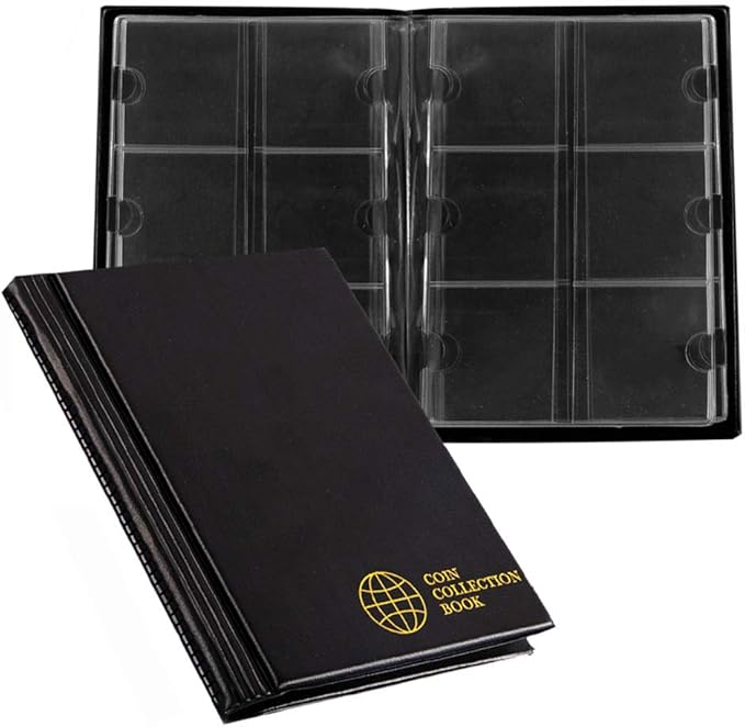 Coin Albums with Cardboard Holders - 60 Pockets 2x2 inches Coin Storage Books for Coin Flips Collection Holders CS36