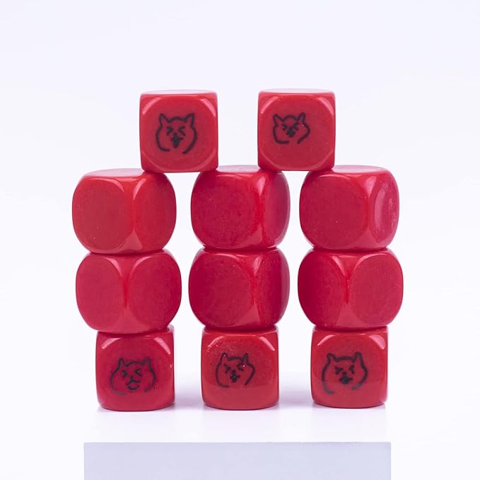 22MM Rounded Blank Six Sided Dice Lianshi Teaching Created Sesources Game Teaching Plastic Cubes Four Colors Choosable (10Pcs, Red)
