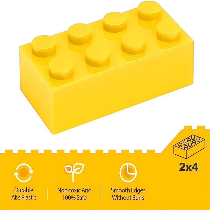 Classic Building Bricks 2x4, Compatible with Lego Parts and Pieces 3001, 110 Piece Bulk Building Block, Creative Building Block for Age 6+ Boys Girls and Bulk Enthusiast (Yellow)
