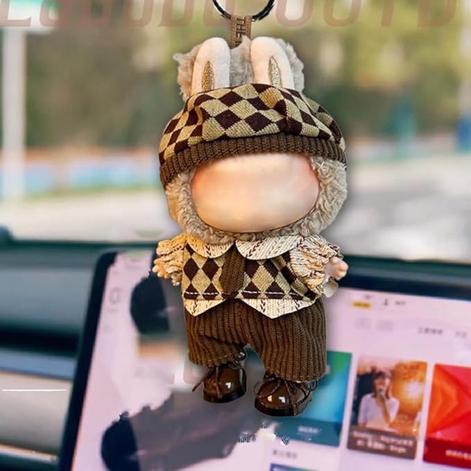 17cm Clothes Set, Cute Hat Unique Pocket Design Overalls Dress up Set(NO Doll), Handmade Clothing Designed for 17cm Doll (Brown Set 1)