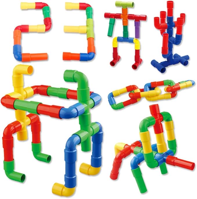 STEM Building Blocks Toy, Plastic Tube Locks Construction Building Blocks Set Educational Tube Learning Toy for Boys Girls