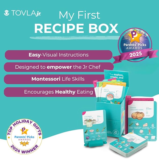 My First Recipe Box for Kids: Montessori-Inspired, Easy-to-Follow Recipes with Visual Guides. Cookbook for Kids Ages 4+ with Storage Box and Recipe Stand.