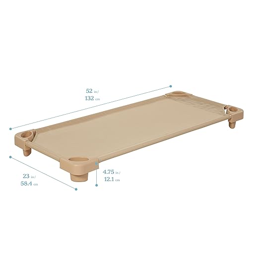 ECR4Kids Stackable Kiddie Cot, Ready-to-Assemble, Standard Size, Classroom Furniture, Sand, 6-Pack