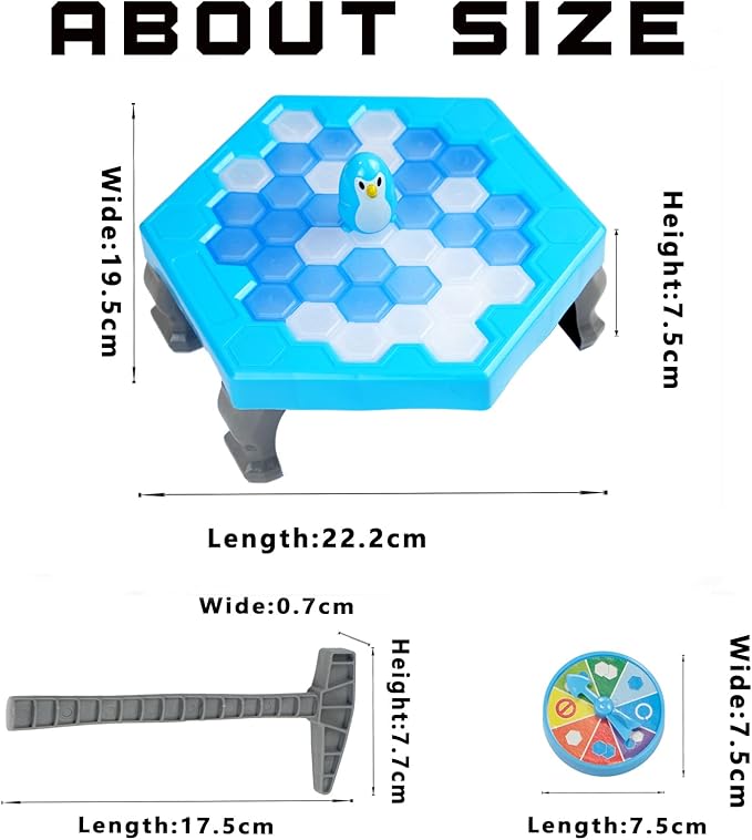 Save Penguin Break Ice Frozen Game for Kids, Meroqeel Protect The Iceberg Dont Let Penguins Trap on Ice Icebreaker Board Games Toy for Adults Family Childrens Kid Ages 4-8 with Cubes and Hammer