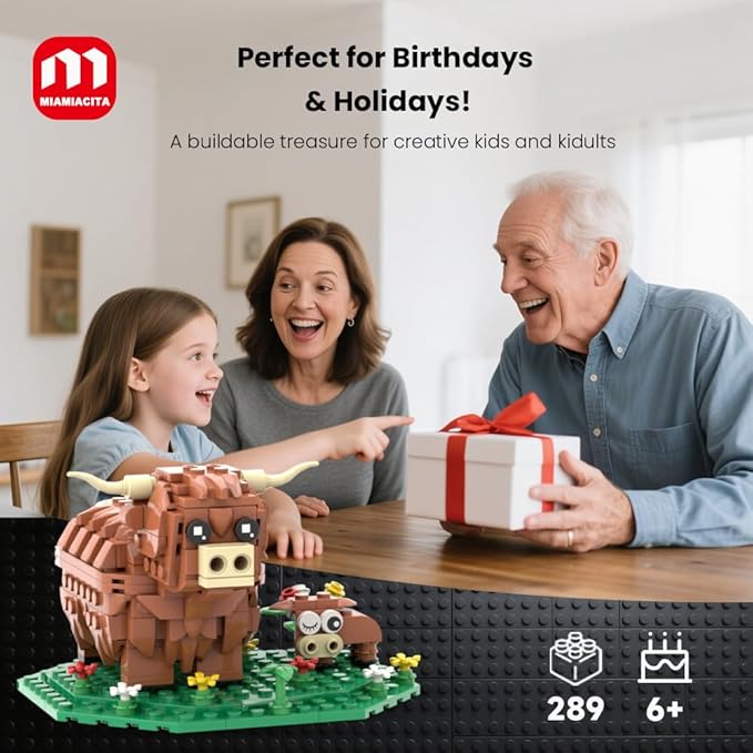Highland Cow Building Set, Farm Animal Toy Brick Kit, Creative Scottish Cattle Model for Adults & Kids, STEM Educational Gift for Boys & Girls Age 6+