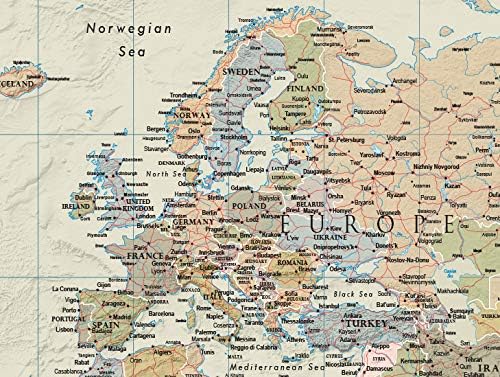 Swiftmaps World Contemporary Premier Wall Map Poster Mural 24h x 36w - LAMINATED