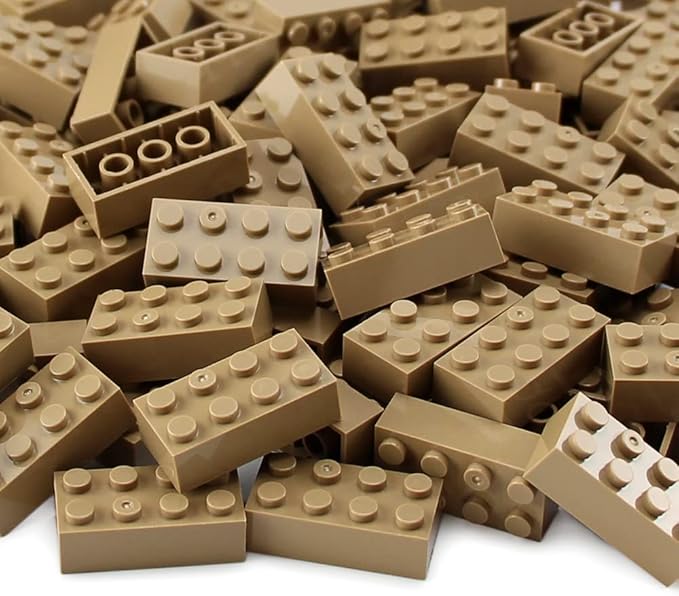 Feleph 100pcs 2x4 Bricks Dark Tan Classic Pieces Parts Building Creative Play Set Blocks Toy Accessories Compatible with 3001 Major Brands