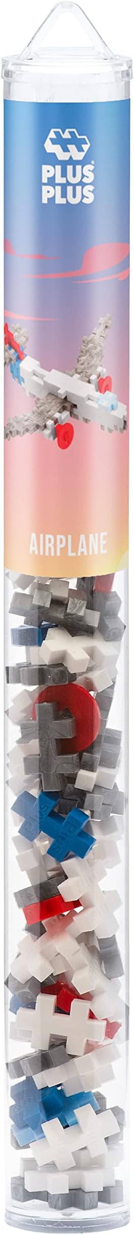 Plus Plus Vehicle Building Block Kit, 3D Puzzle Stem Toy for Kids, 70 Interlocking Pieces - Airplane Mini Maker Tube