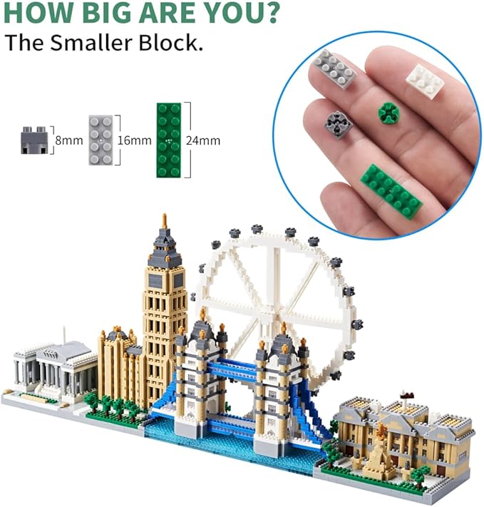 Architecture Series Mini Bricks for Adults and Teens, London Skyline Collection 3430 PCS,Micro Mini Blocks Set Model Kit,Landmark Model