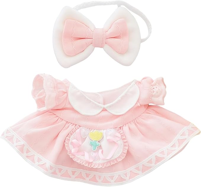 17cm Doll Clothes Set, 2 Pieces Dress Skirt Outfit Set for 6.7inch Doll Suit, Cute Fashion Bowknot Clothes Accessories for 1st/2nd/3rd Gen Dolls Play & Display Pink