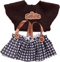 Doll Clothes for 17cm Figures, Black and White Halter Dress with a Brown Lining