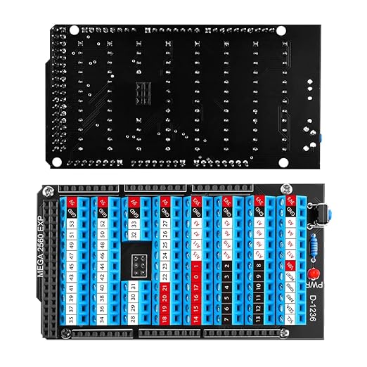 GeeekPi Screw Terminal Block Breakout Board HAT with Reset Button and LED Indicator, GPIO Expansion Board Breakout Module for Arduino MEGA 2560 R3