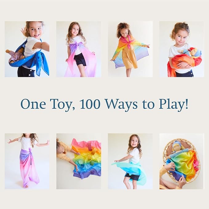 Sarah's Silks Enchanted Playsilk, 100% Silk Scarves for Kids and Toddlers, Sensory Toys | Bright Square Scarves, Montessori Waldorf Toys for Imaginative Pretend Play - Starry Night