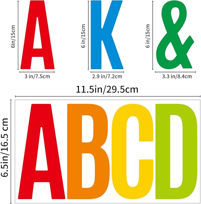 Bemeol 190 Pcs 35 Sheets Bulletin Board Letters for Classroom Large 6 Inch Alphabet Letter Stickers Self Adhesive Letters for Bulletin Board Display Home School(Colorful)