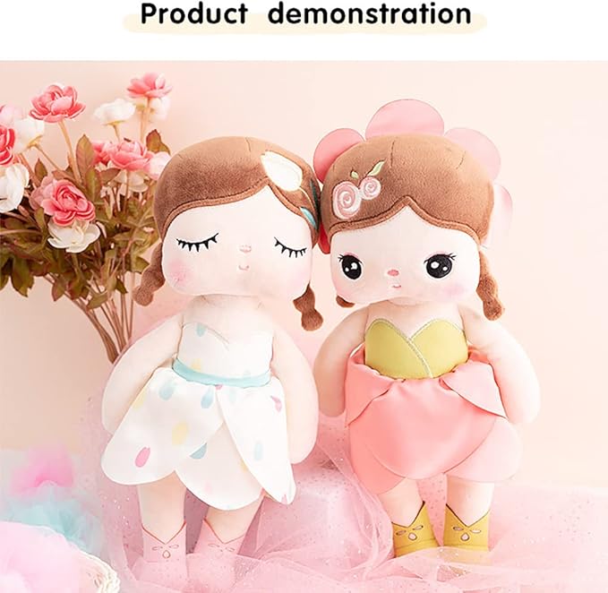 MeToo Princess Doll - 13" Soft Plush Angela Doll, Cute Flower Fairy, Non-Toxic PP Cotton, Tulips
