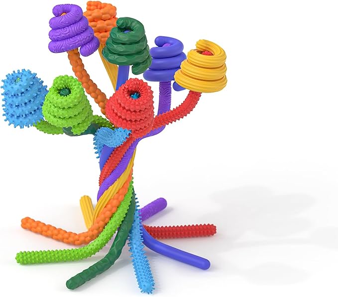 Sensory Sticks Fidget Toy for Kids Adult,8Pcs Bendable Textured Flexible Fidget Stick for Anxiety Autistic ADHD,Calm Down Travel Essentials Toys, Quiet Fidgets for Classroom Must Have