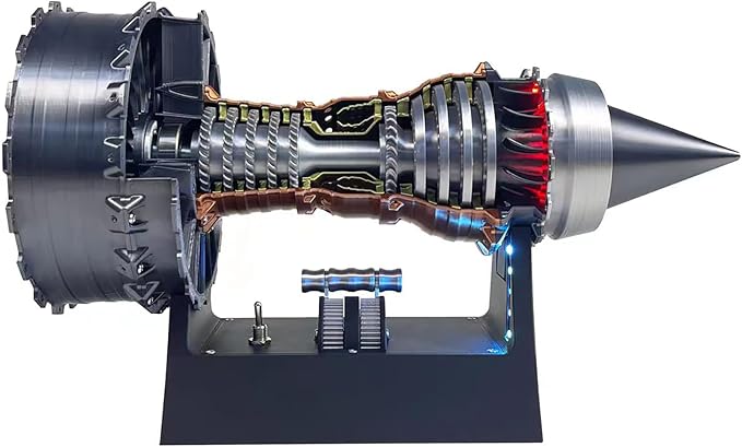 Turbofan Engine Model Kit, Adjustable Speed TR900 Aircraft Turbojet Model With Light, DIY Mechanical Science Education Toy Gift Decor for Adult, 28cm