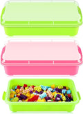 2 Pcs Sensory Bins Sand Tray with Lid, 15in Stackable Leak-Proof Plastic Sensory Tray for Sand & Water Play, Portable Bin for Kids 3 4 5 6, Easy Clean, Indoor Outdoor(Pink, Turquoise)