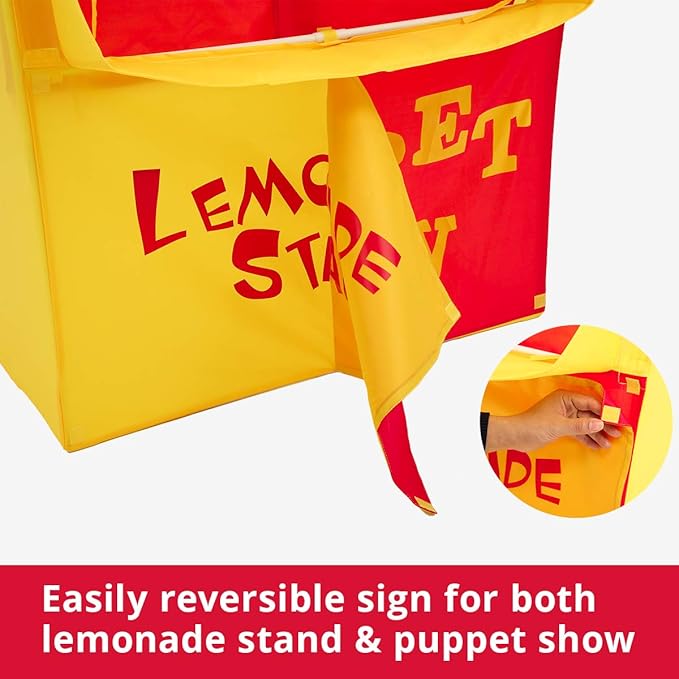 Alvantor Lemonade Stand Puppet Show Theater Pretend Playhouse Play Tent Kids on Stage Doorway Table Top Sets for Toddlers Curtain Fordable Rods Children Dramatic Furniture, 28"X20"X41"H, Yellow,8032