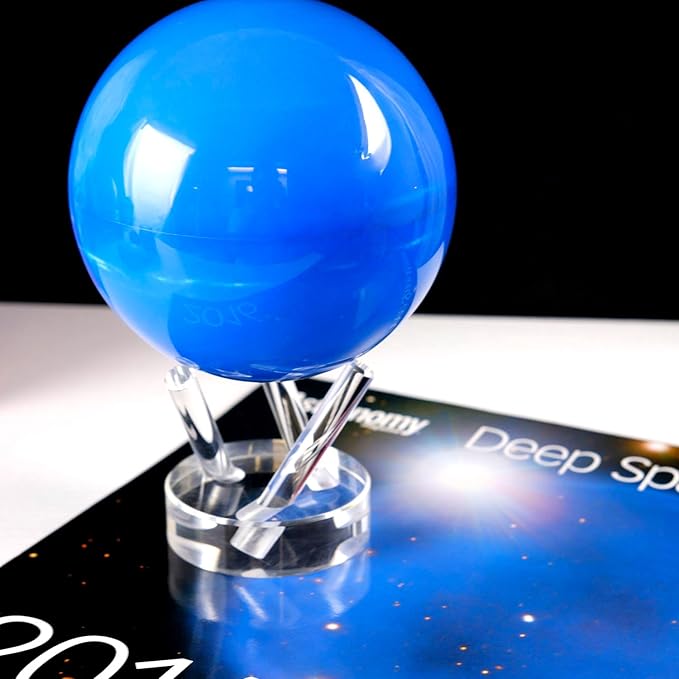 MOVA Neptune Globe 4.5” – Solar Rotating Planet Globe for Desk Display | No Batteries or Cords | Striking Deep Blue Space Decor