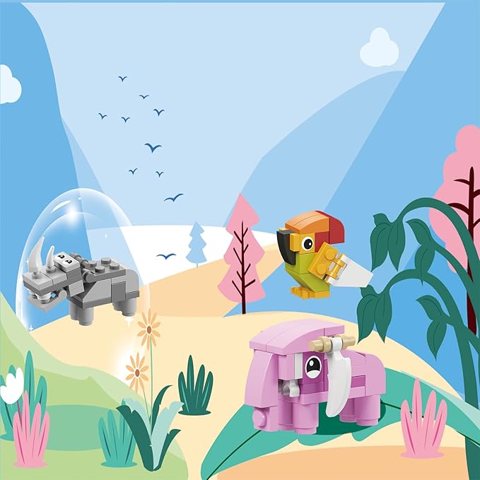 Animals Building Blocks for Kids, Party Favors for Kids,Gifts Kids Prizes, Goodie Bag Fillers Carnival Prizes,Birthday (12 in 1 Animal)