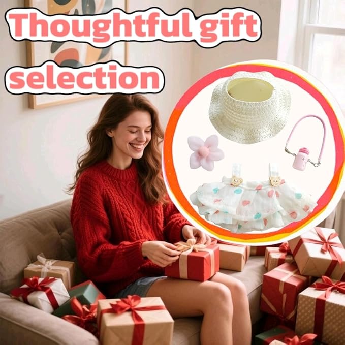 15cm & 17cm Doll Clothes Outfits Set - Premium Dress Up Bundle with Exquisite Accessories | Soft Fabric Fashion Doll Costume for 15-17cm Dolls (White Skirt-4)