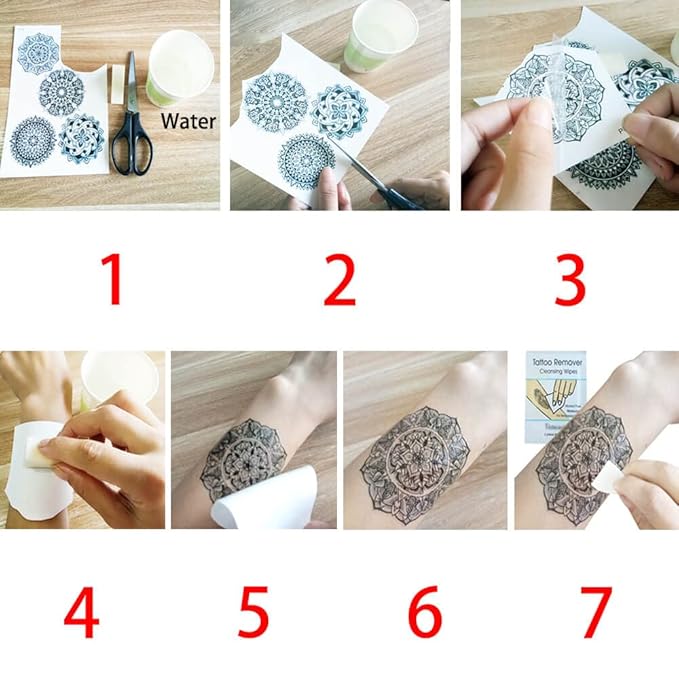 52 Watercolor Temporary Tattoos for Women Adults - Realistic 3D Floral Butterfly Phoenix Mandala Fake Tattoos Set, Waterproof Long Lasting Body Sticker for Parties Weddings (12 Large Tattoos Included)