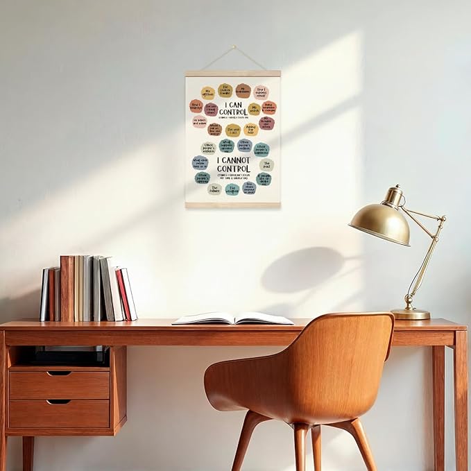 Emotional Wall Art, Positive Poster Print Framed, Therapy Office Decor, Things I Can Control Framed Canvas Print, Canvas Painting Artwork For Home School Counseling Treatment Office