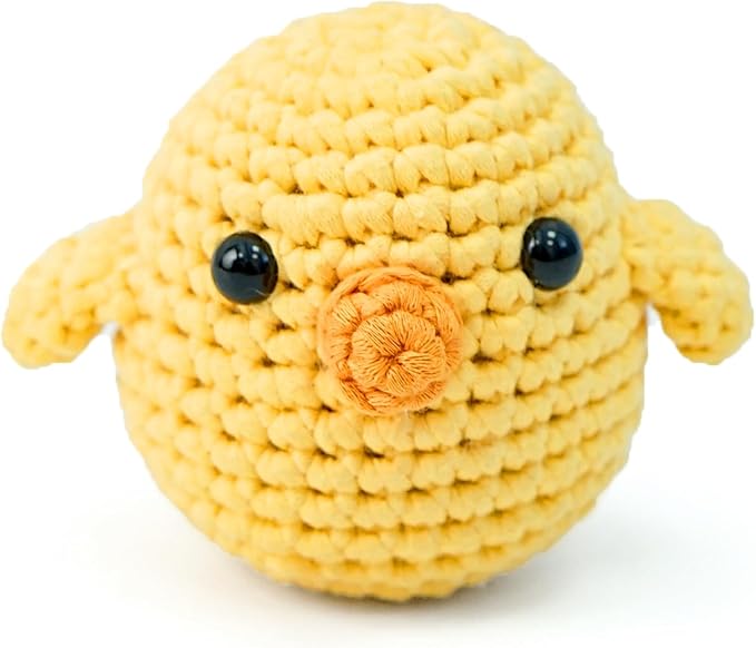 Pinwheel Crafts Easy Crochet Kit for Beginners Kids Ages 12+ - Chirpy Chick Amigurumi Kit for Kids with Thicker Yarn, Hook & Step-by-Step Video Tutorials, Learn to Crochet Kits for Adults Beginner