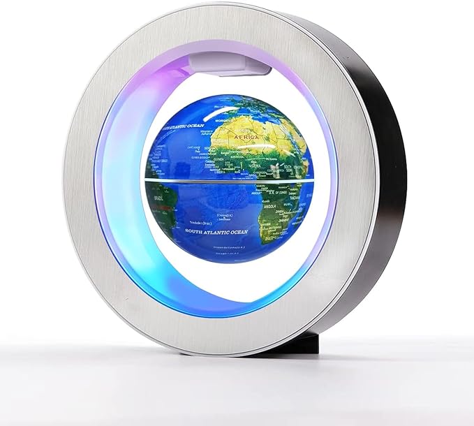 Flagest Magnetic Levitation Floating Globe - Levitating O Shape Globe with LED Lights for Education Home Office Desk Decor - Birthday Holiday Party Gift (4Inches）