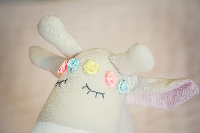 Ivy The Giraffe Plush Doll | Handmade Stuffed Animal for Baby, Little Girls | Child-Safe Cotton Linen Fabric with Soft Filling, Nursery Decor | 20 Inches Long