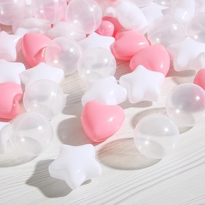Ball Pit Balls Pack of 100 200 500 - Star and Round Set BPA Free Phthalate Free Non-Toxic Crush Proof Play Balls Soft Plastic Balls for Toddlers Baby Kids Birthday Pool Tent Party