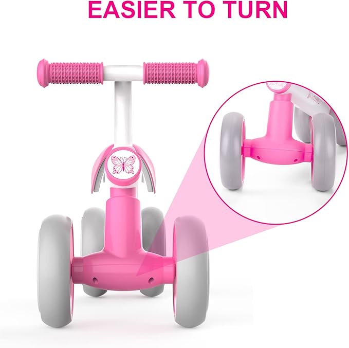 Baby Balance Bike 1 Year Old, Toddler Bike for One Year Old Girl Birthday Gift, 1-3 Years Toddler First Bike with No Pedal & Silence Wheels, Ride on Toy Gifts for 1 Year Old Girl