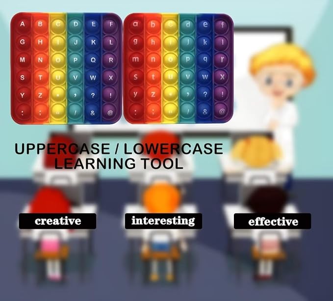Alphabet Popper Fidggety Toy, Stress Relief Sensory Popping Game, Preschool Montessori Uppercase Lowercase Matching Game, ABC Letter Learning Educational Block (1 pcs Uppercase+Lowercase)