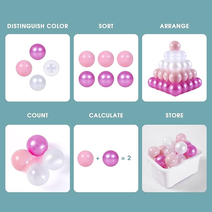 Ball Pit Balls Plastic Balls for Ball Pit Phathalate Free BPA Free Plastic Balls 100pcs 2.2" Set for Toddlers for Play Tent Tunnel