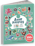 Cupkin Pirate Sticker Book Activity for Kids, Toddler Airplane Travel Essentials, 300+ Pirate Stickers for Kids + 8 Scenes + 8 Coloring Book Pages, Gift for Boys and Girls, Small Sticker Book