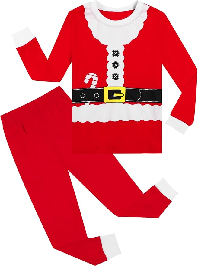 A&J DESIGN Pure Cotton Printed Pjs for 2-14 Years Kids, 2-Piece Long-Sleeved Pajamas Set